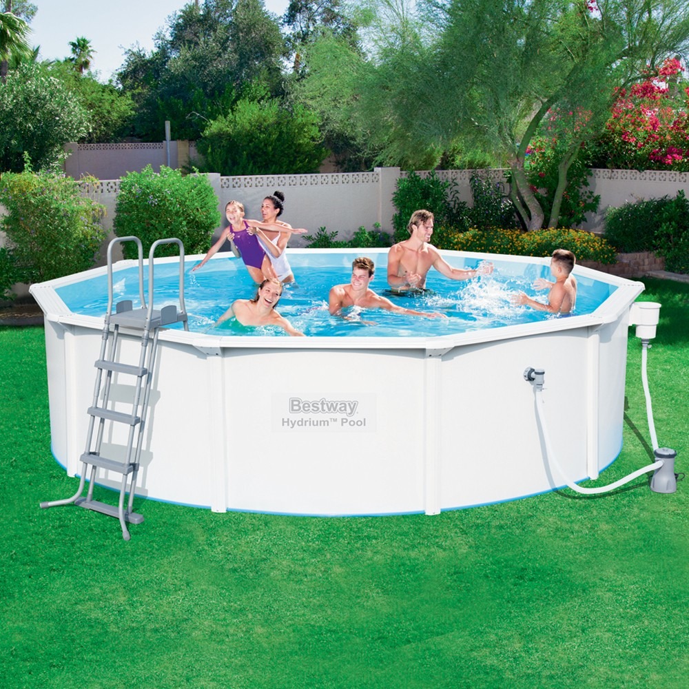 Стальной бассейн Bestway 56382 BW, Hydrium Pool Set 460х120см, 17430л, фильтр-насос, лестница, подстилка